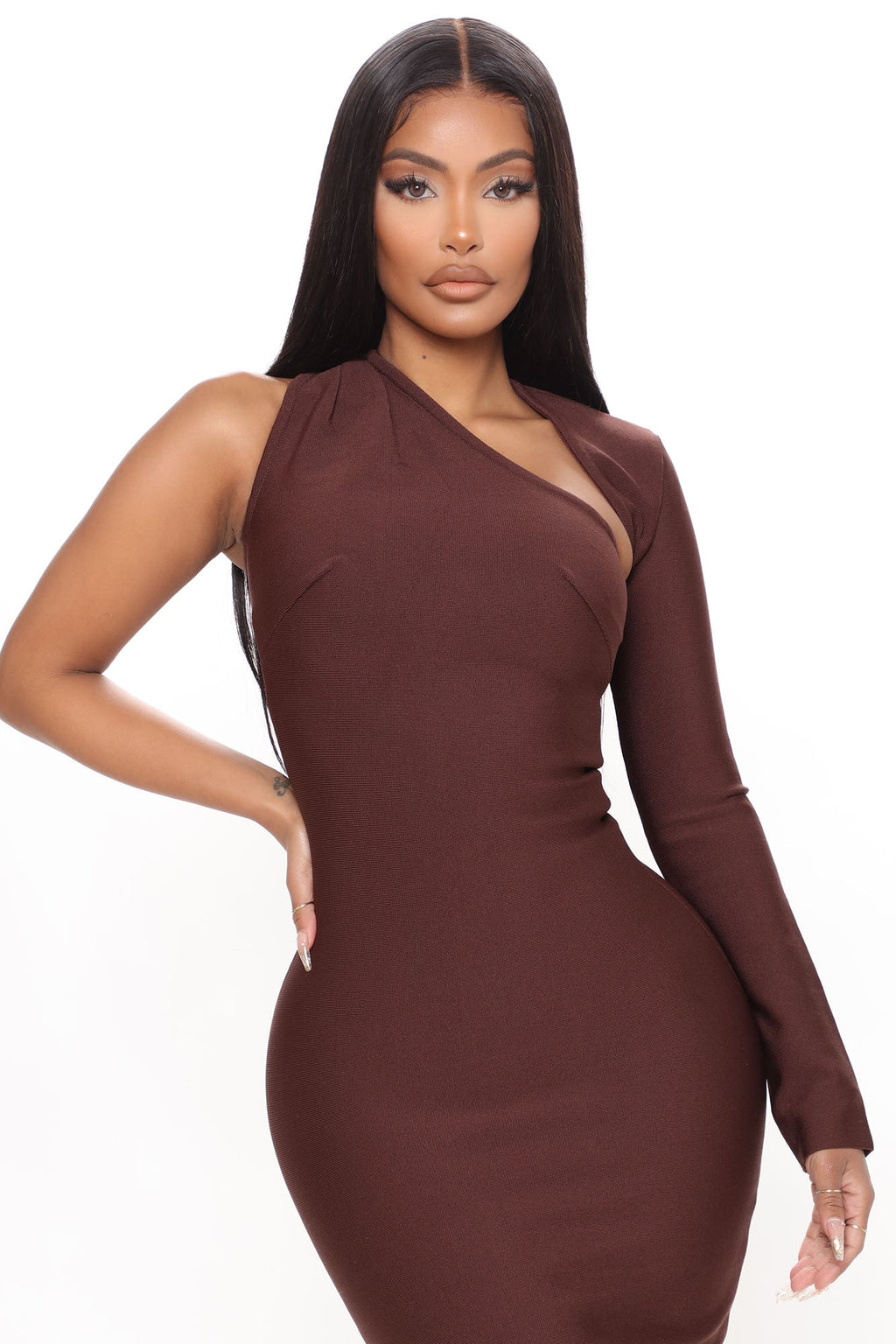 My Love Bandage Midi Dress - Brown