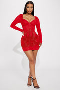 Celeste Rhinestone Mini Dress - Red