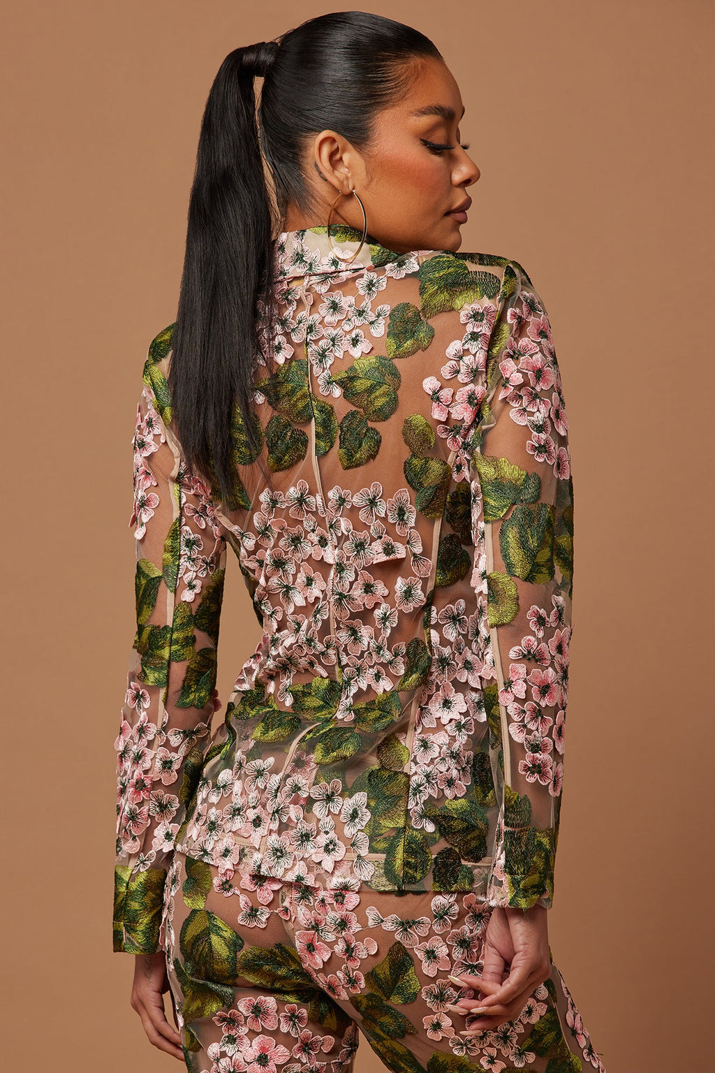 Elodie Floral Embroidered Blazer - Pink/combo