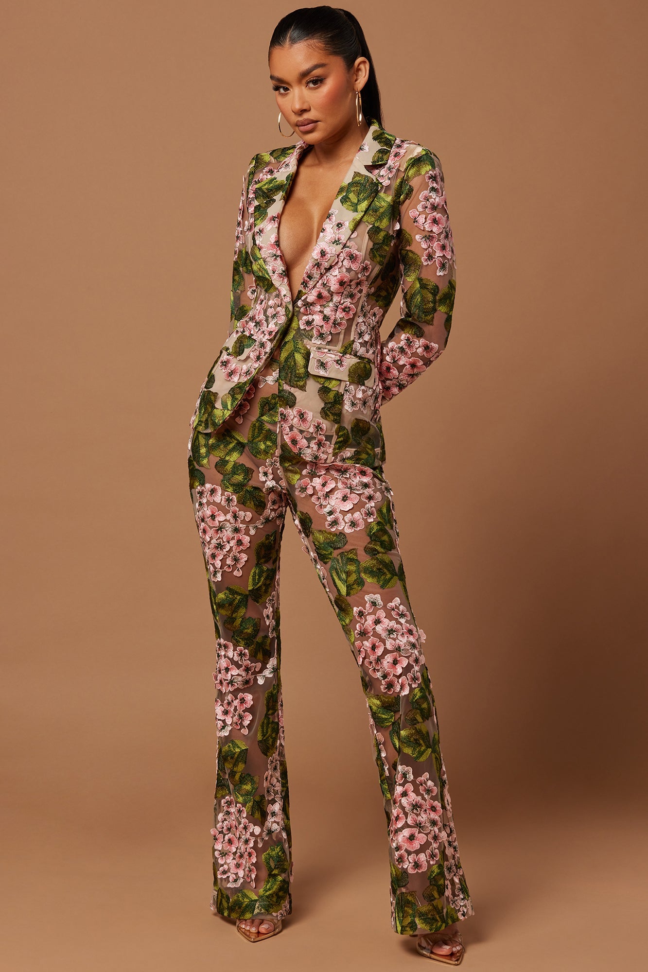 Elodie Floral Embroidered Pant - Pink/combo