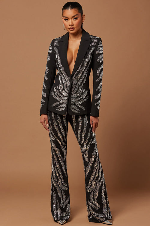 Amira Embellished Blazer - Black