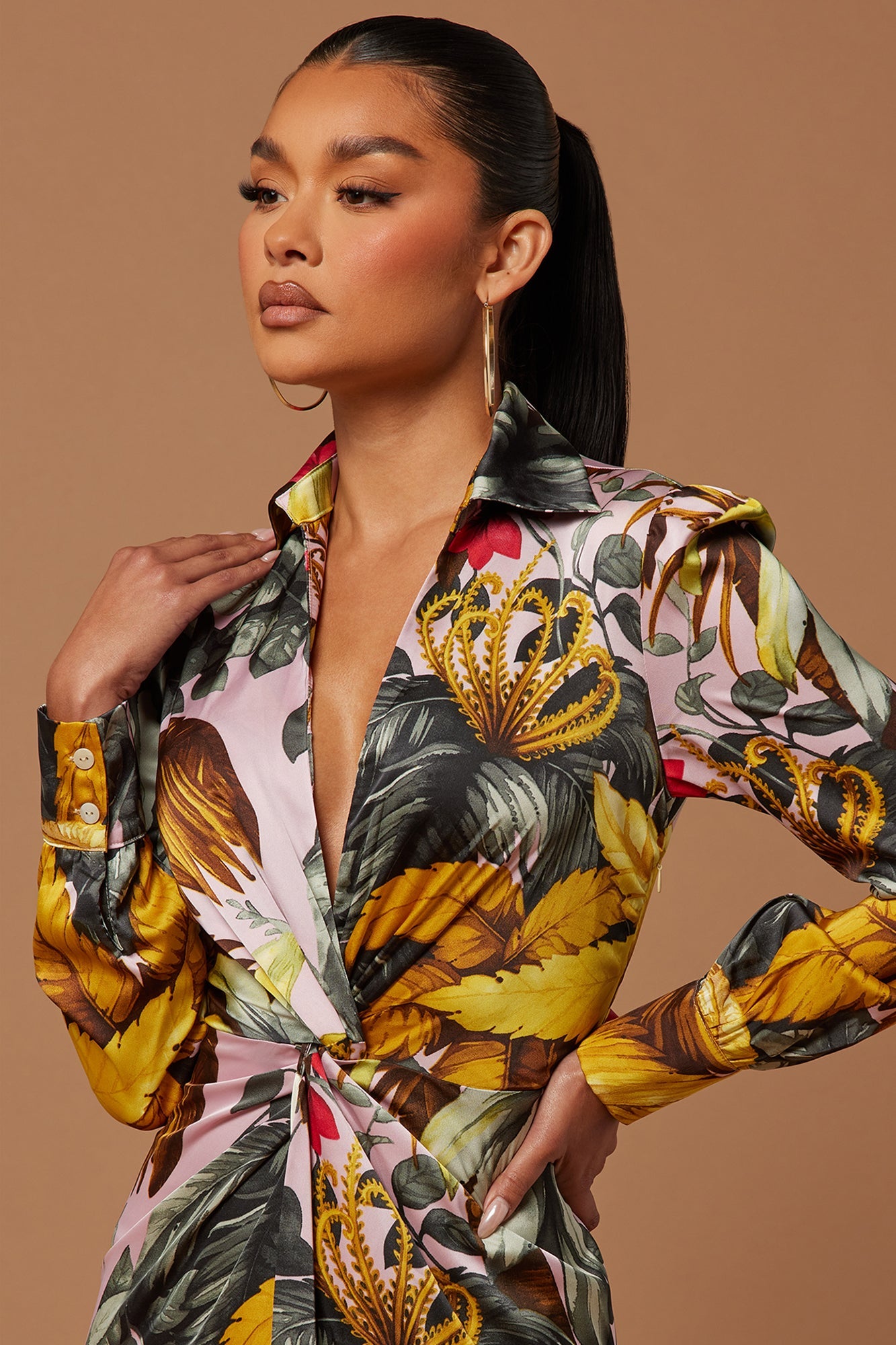 Teresa Floral Satin Maxi Dress - Multi Color