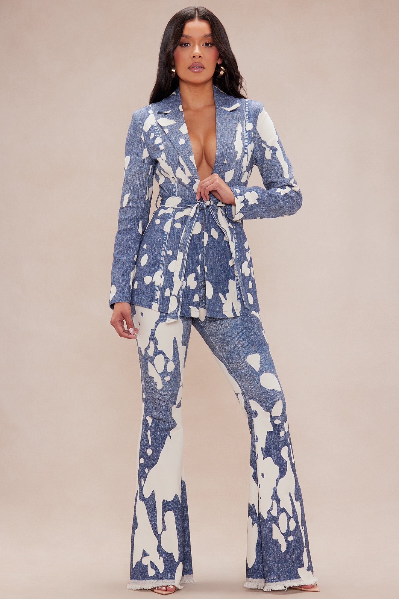 Suki Blazer Suit Set - Blue/combo