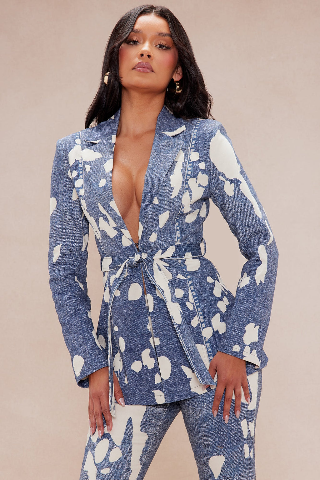 Suki Blazer Suit Set - Blue/combo