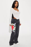 Ed Hardy Love Kills Slowly Stretch Wide Leg Jeans - Black Wash