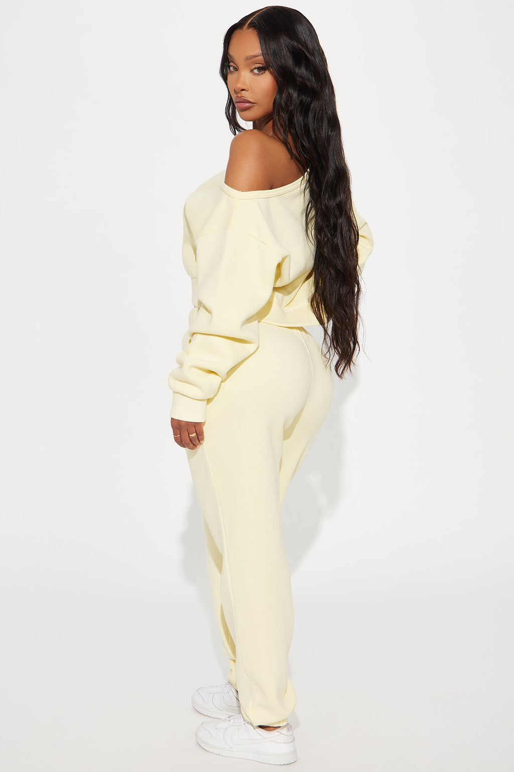 Charlotte Off Shoulder Sweatsuit Set - Yellow