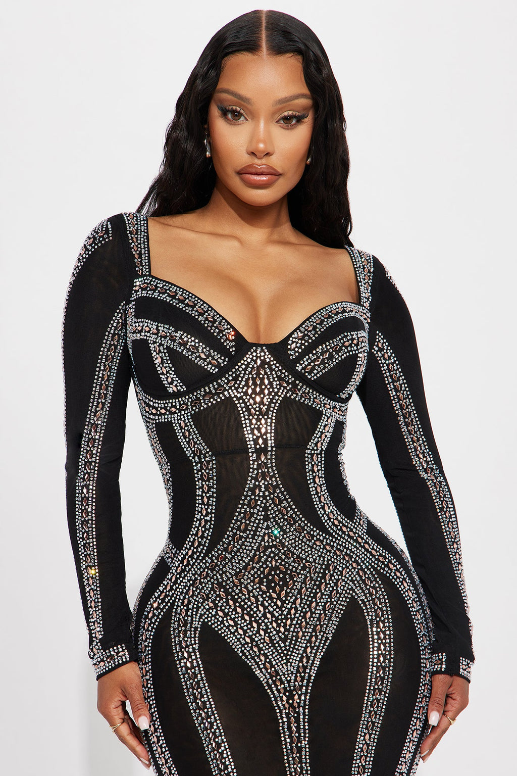 Alise Rhinestone Gown - Black