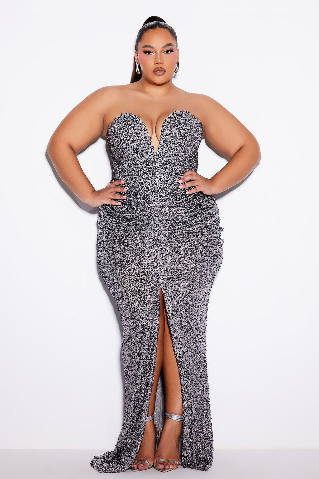 Main Event Sequin Skirt Set - Grey