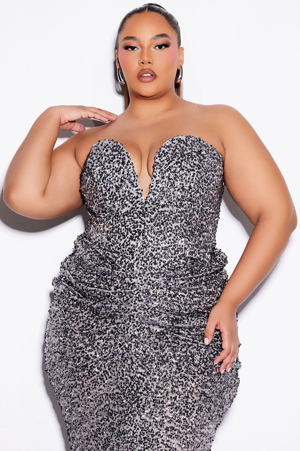 Main Event Sequin Skirt Set - Grey