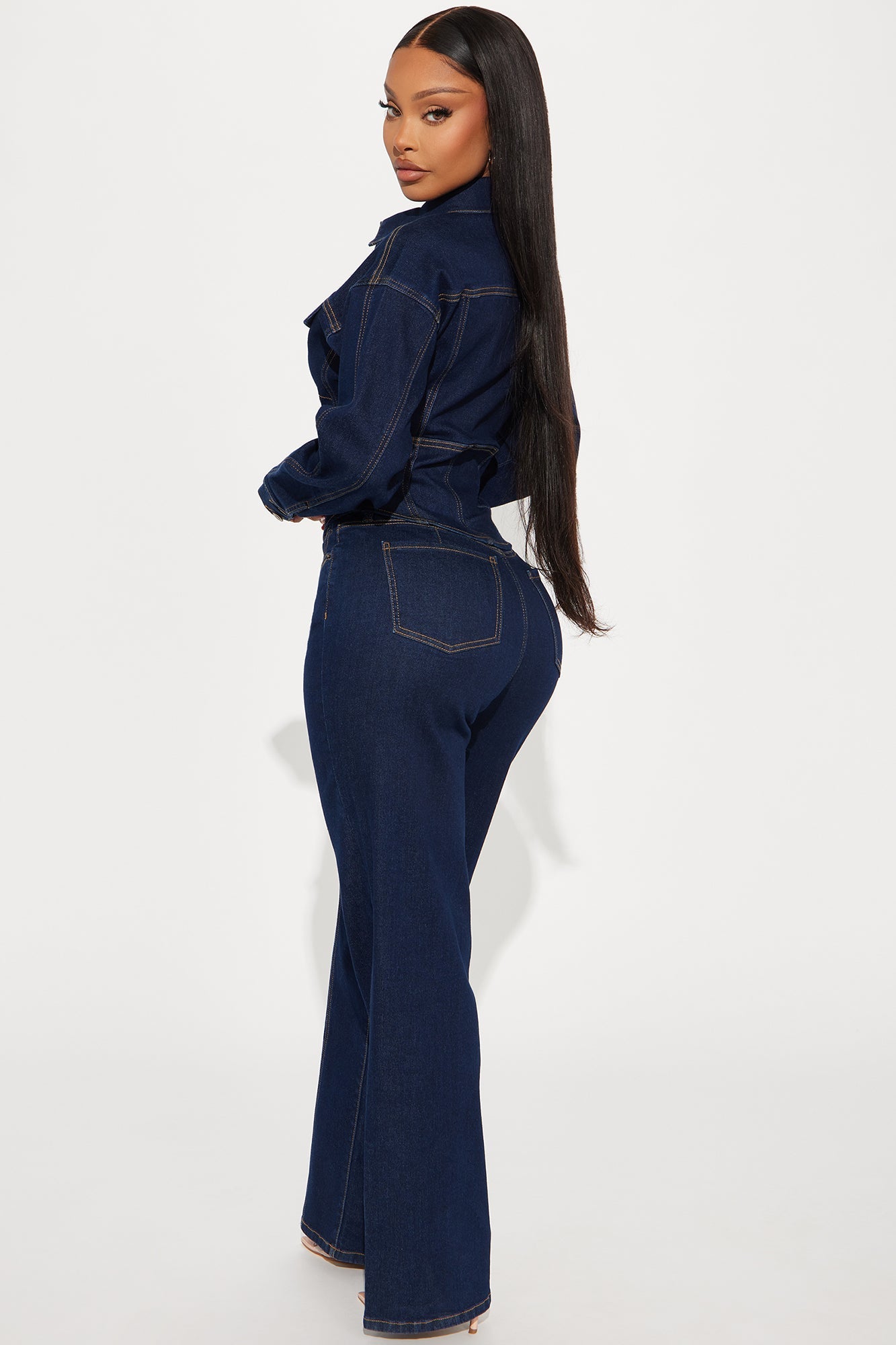 Nessa Denim Pant Set - Dark Wash