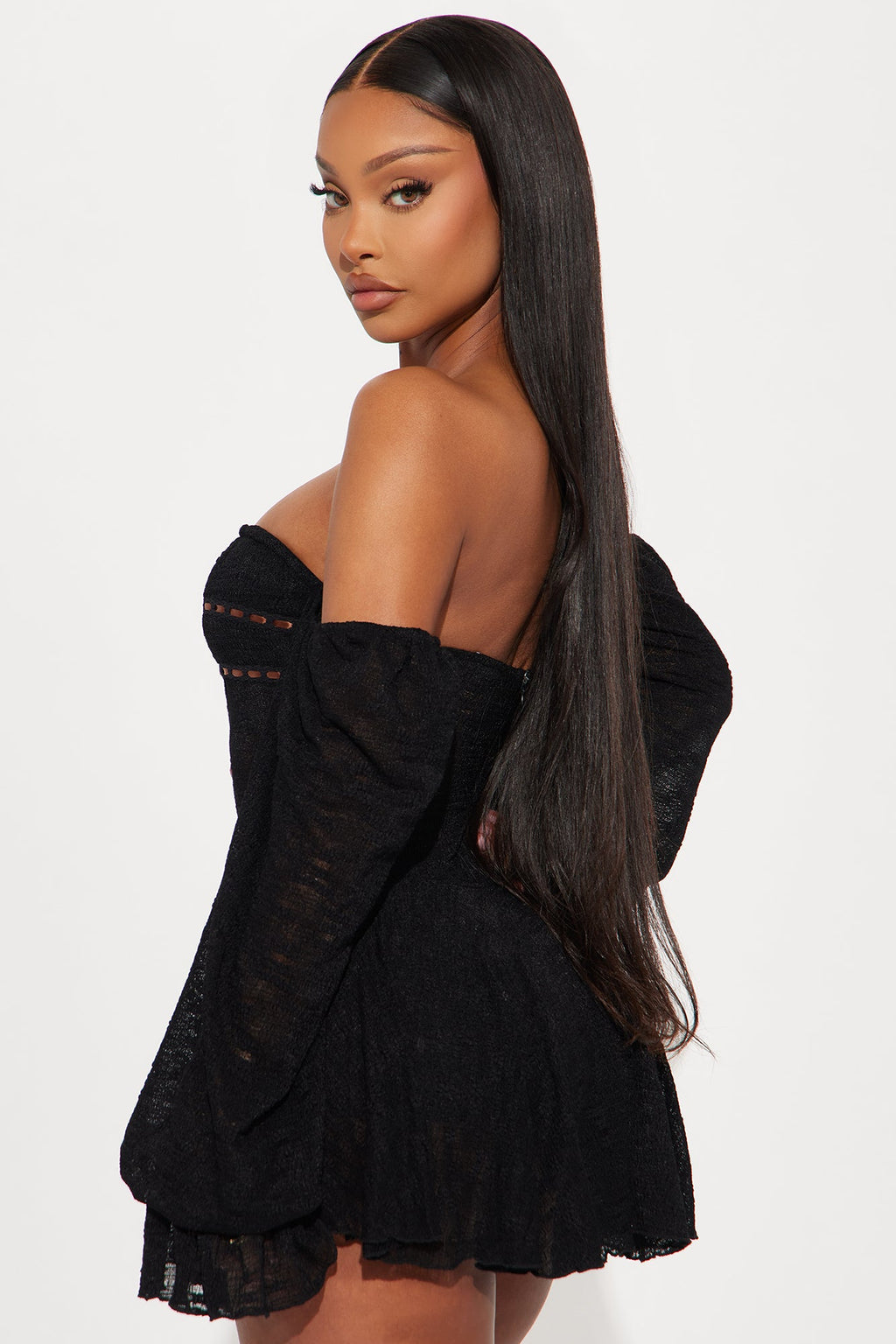 Damsel In Distress Lace Mini Dress - Black