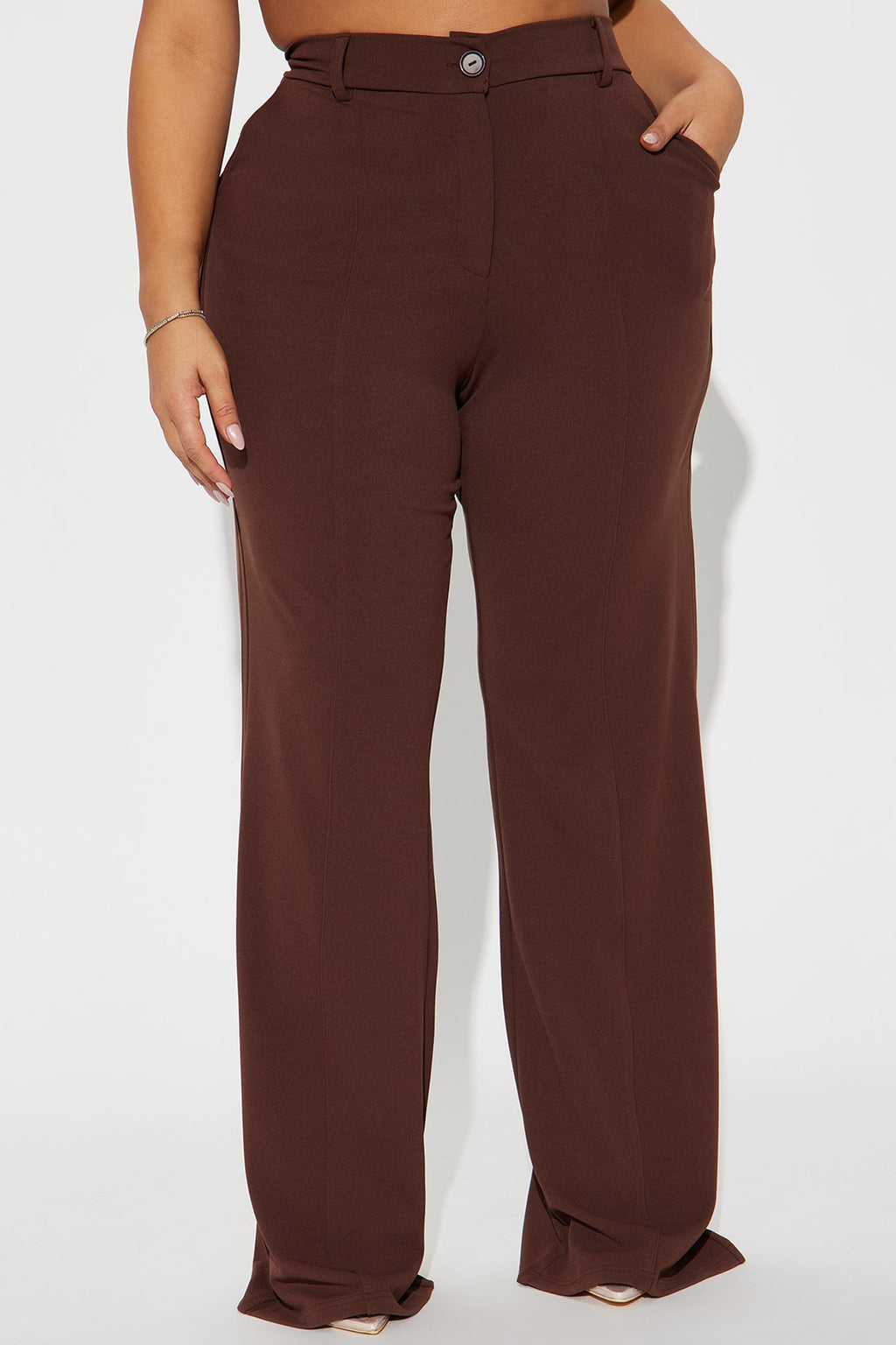 Heidi Wide Leg Trouser Pant - Chocolate