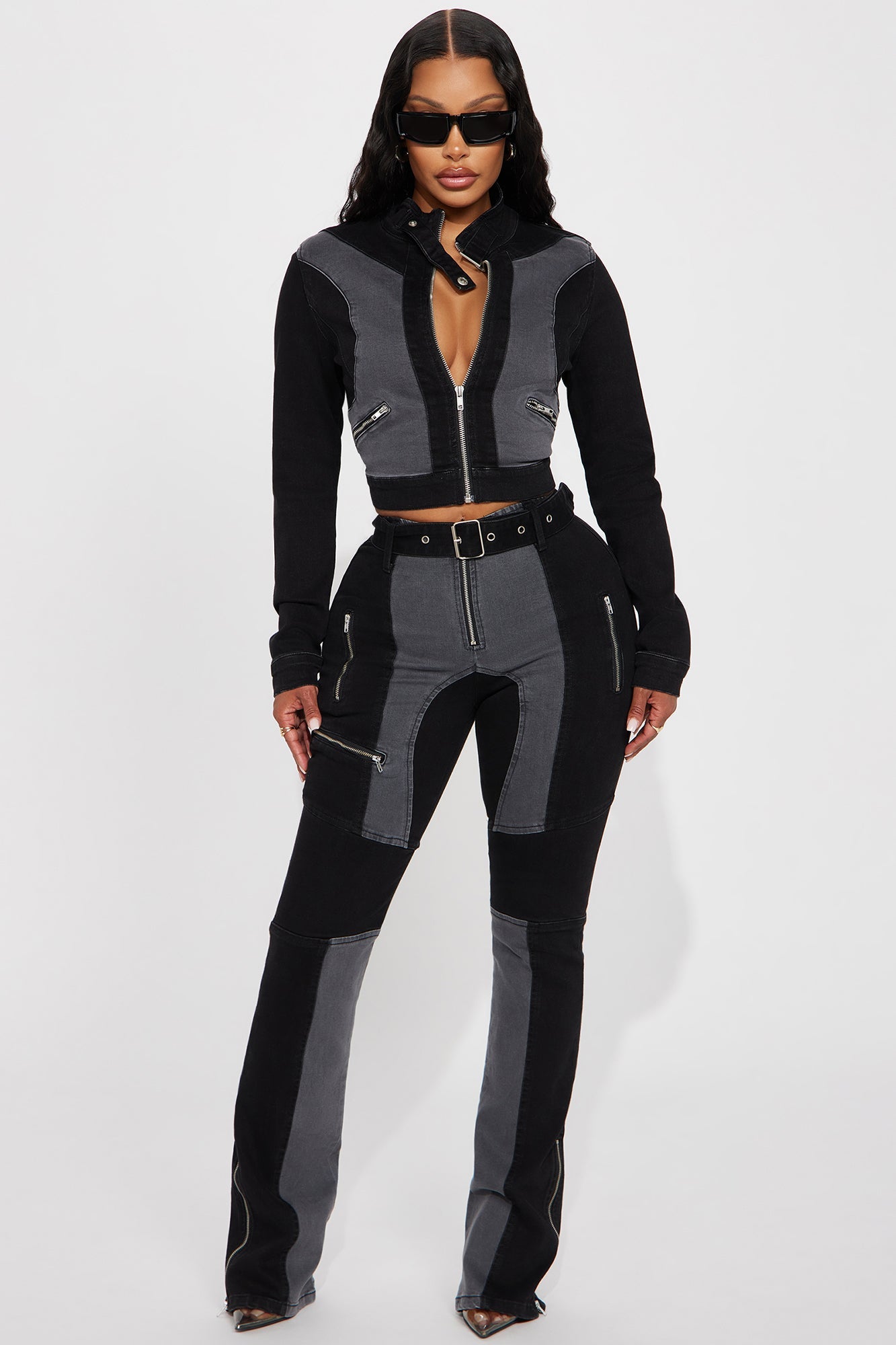 Off To The Races Stretch Bootcut Jeans - Black/Grey