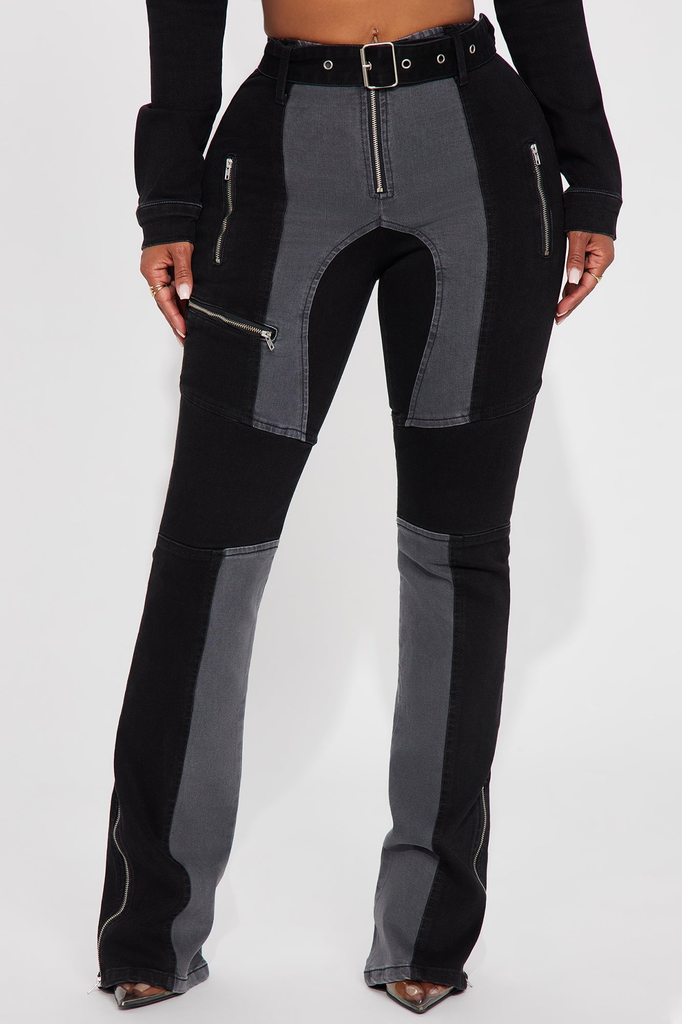 Off To The Races Stretch Bootcut Jeans - Black/Grey