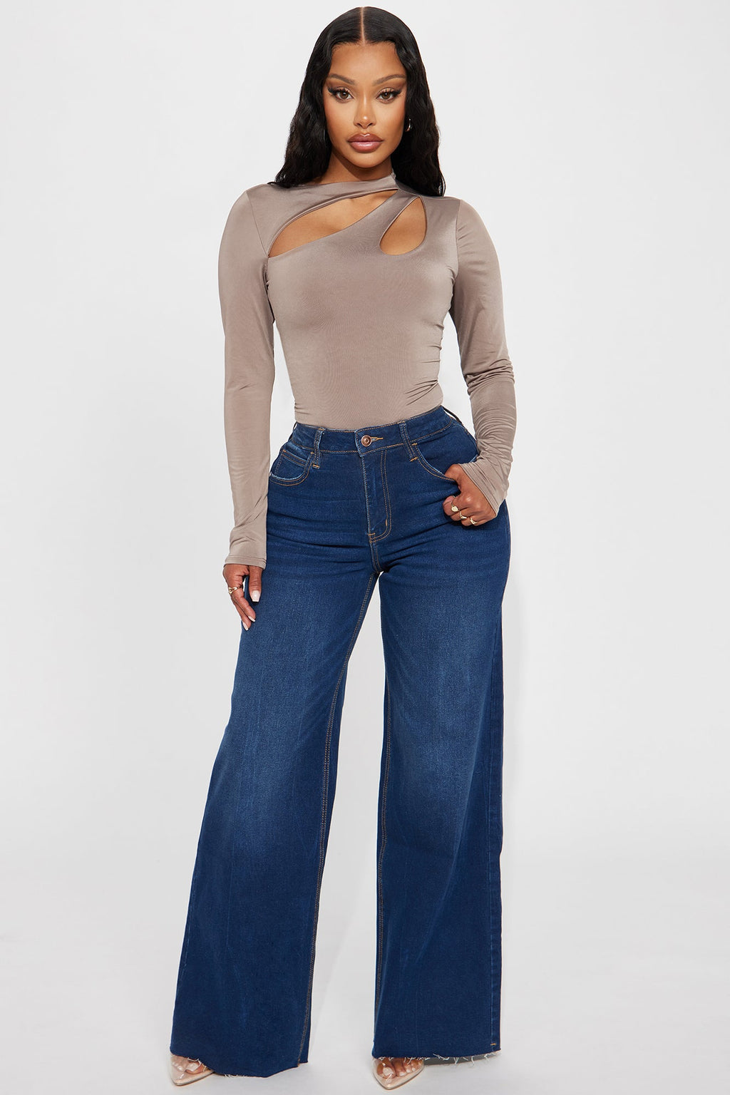 So Valid Stretch Wide Leg Jeans - Dark Wash