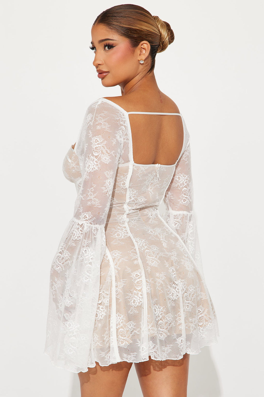 Analise Lace Mini Dress - Nude/combo