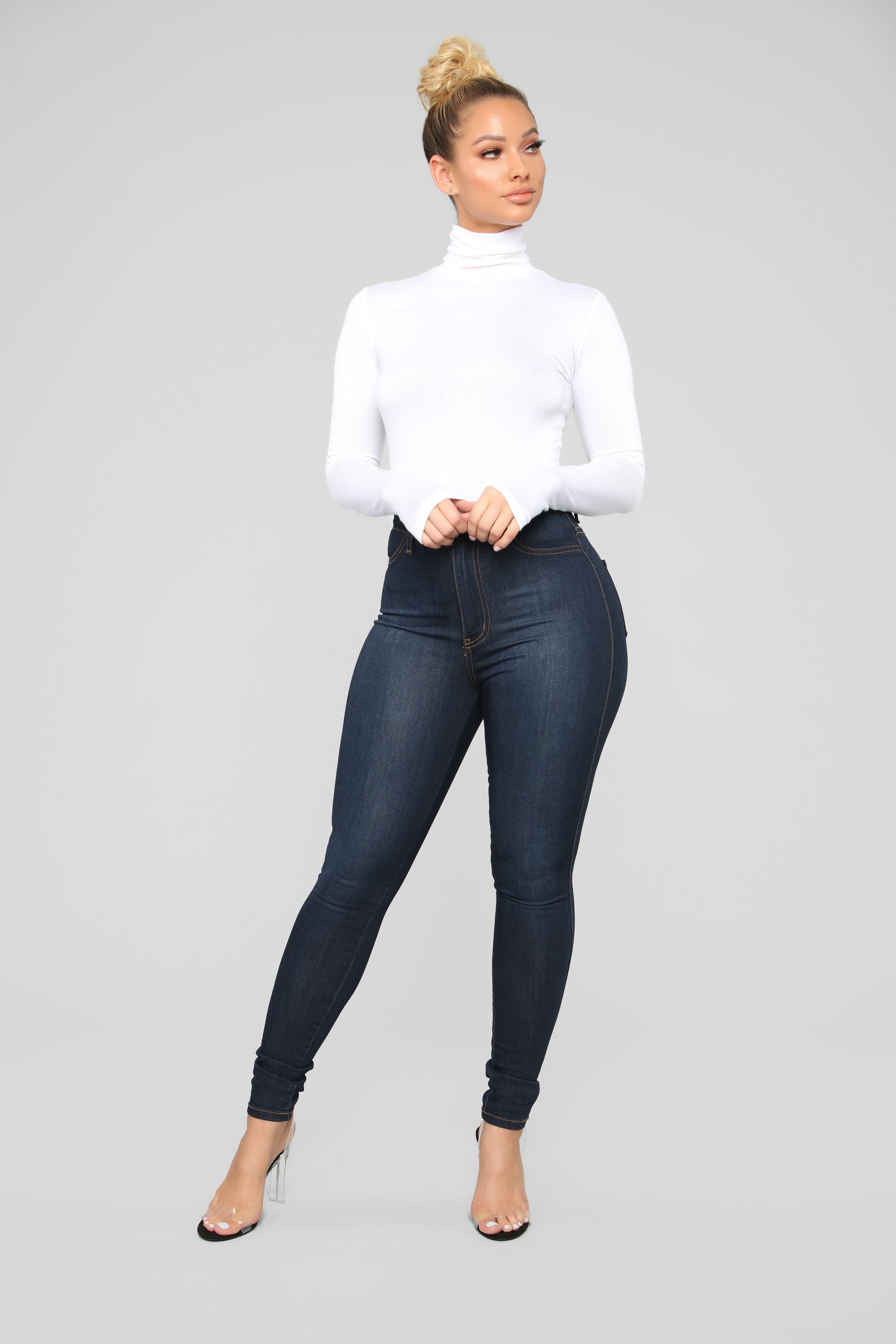 Pamela Turtle Neck Long Sleeve Top - Off White