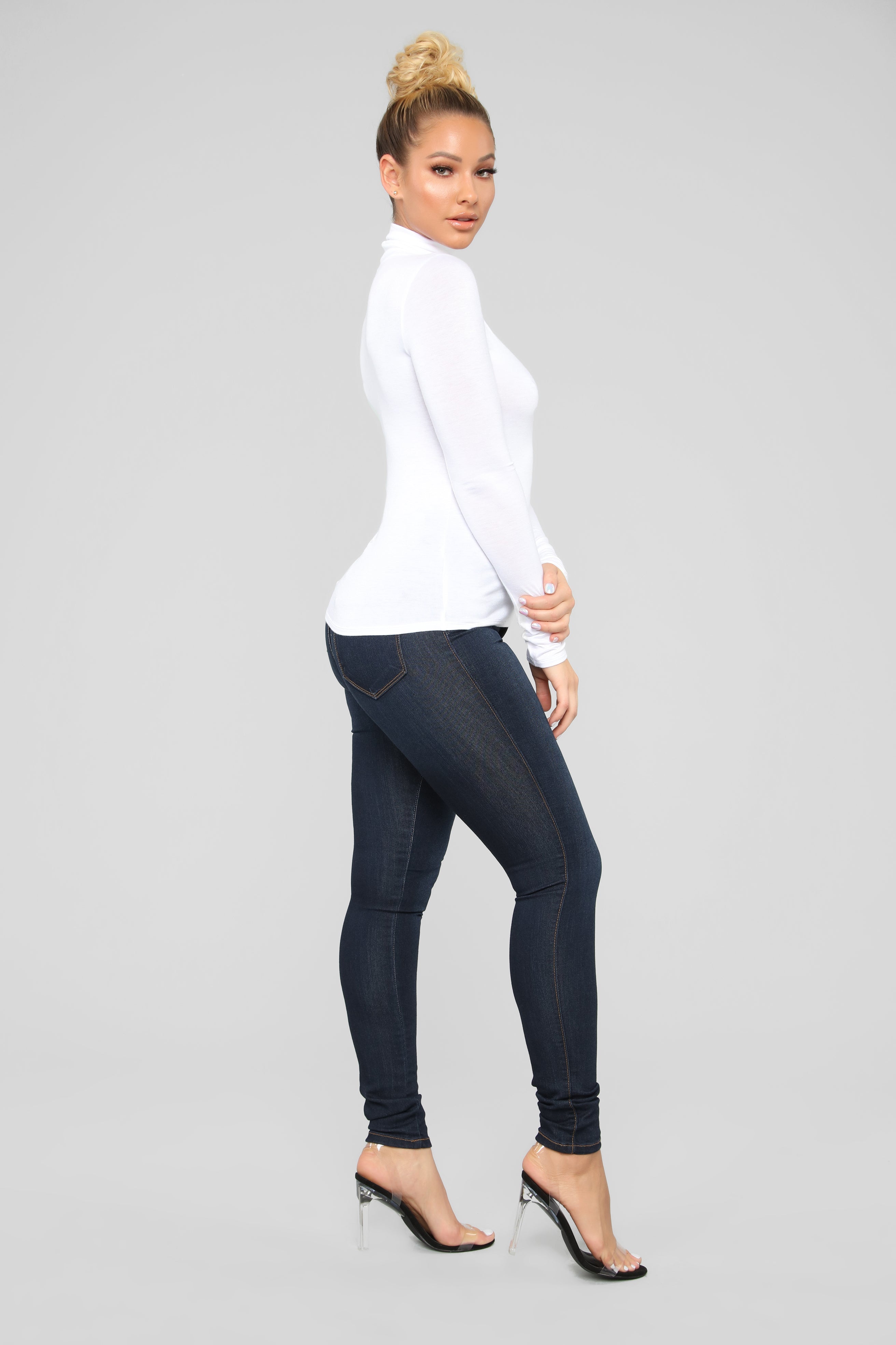 Pamela Turtle Neck Long Sleeve Top - Off White