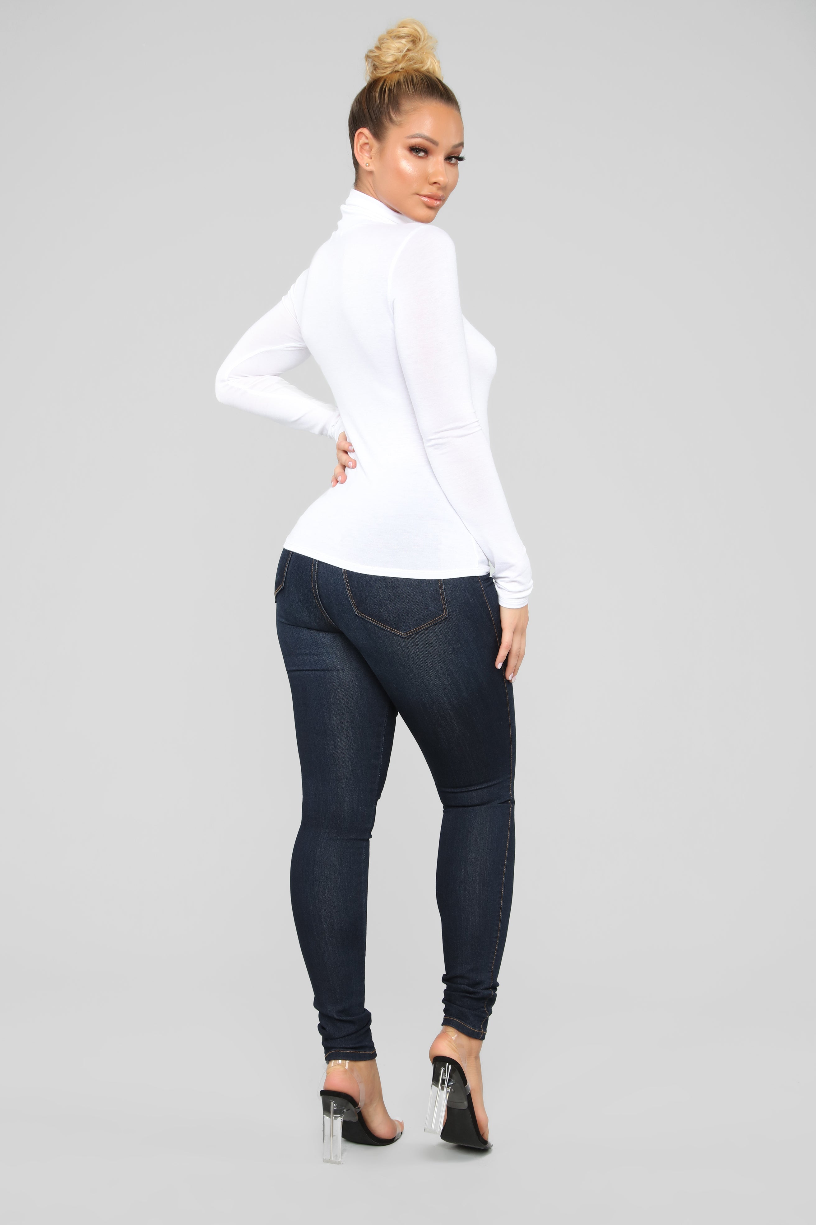 Pamela Turtle Neck Long Sleeve Top - Off White