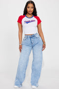 So Valid Stretch Wide Leg Jeans - Light Wash