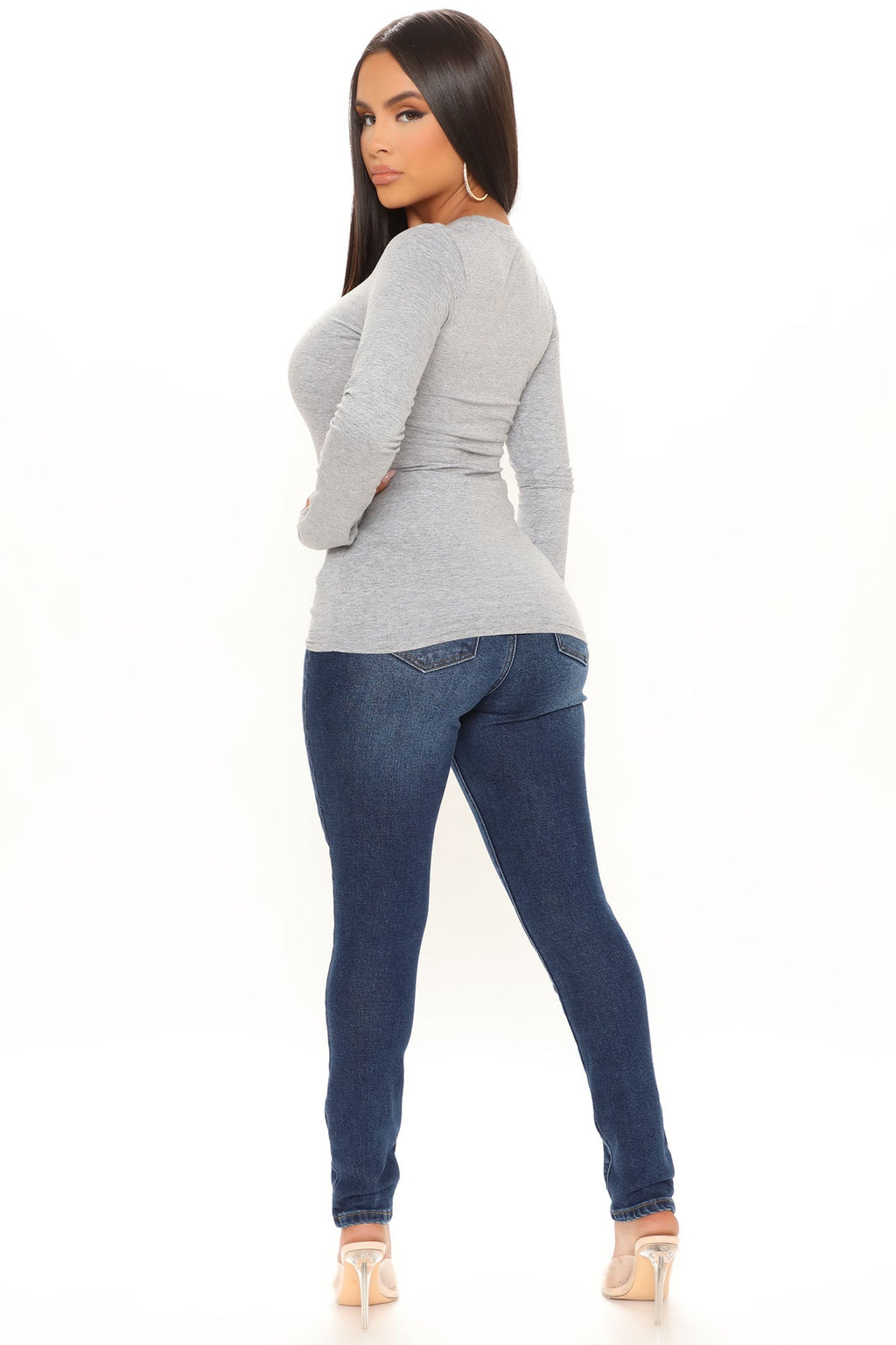 Julia Long Sleeve Top - Heather Grey