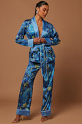Mallory Satin Pant Set - Blue