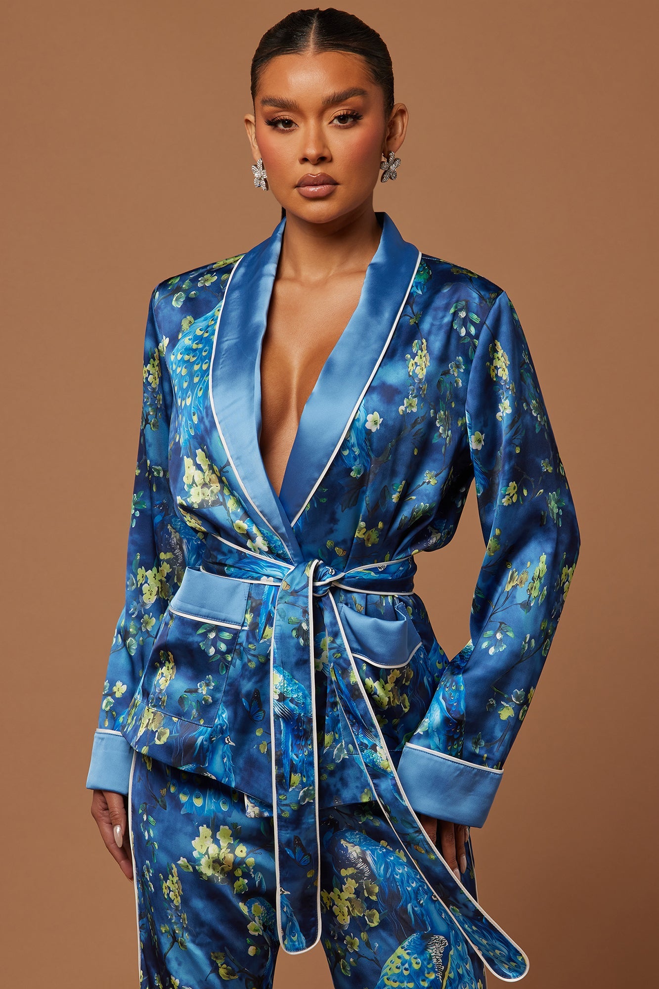 Mallory Satin Pant Set - Blue