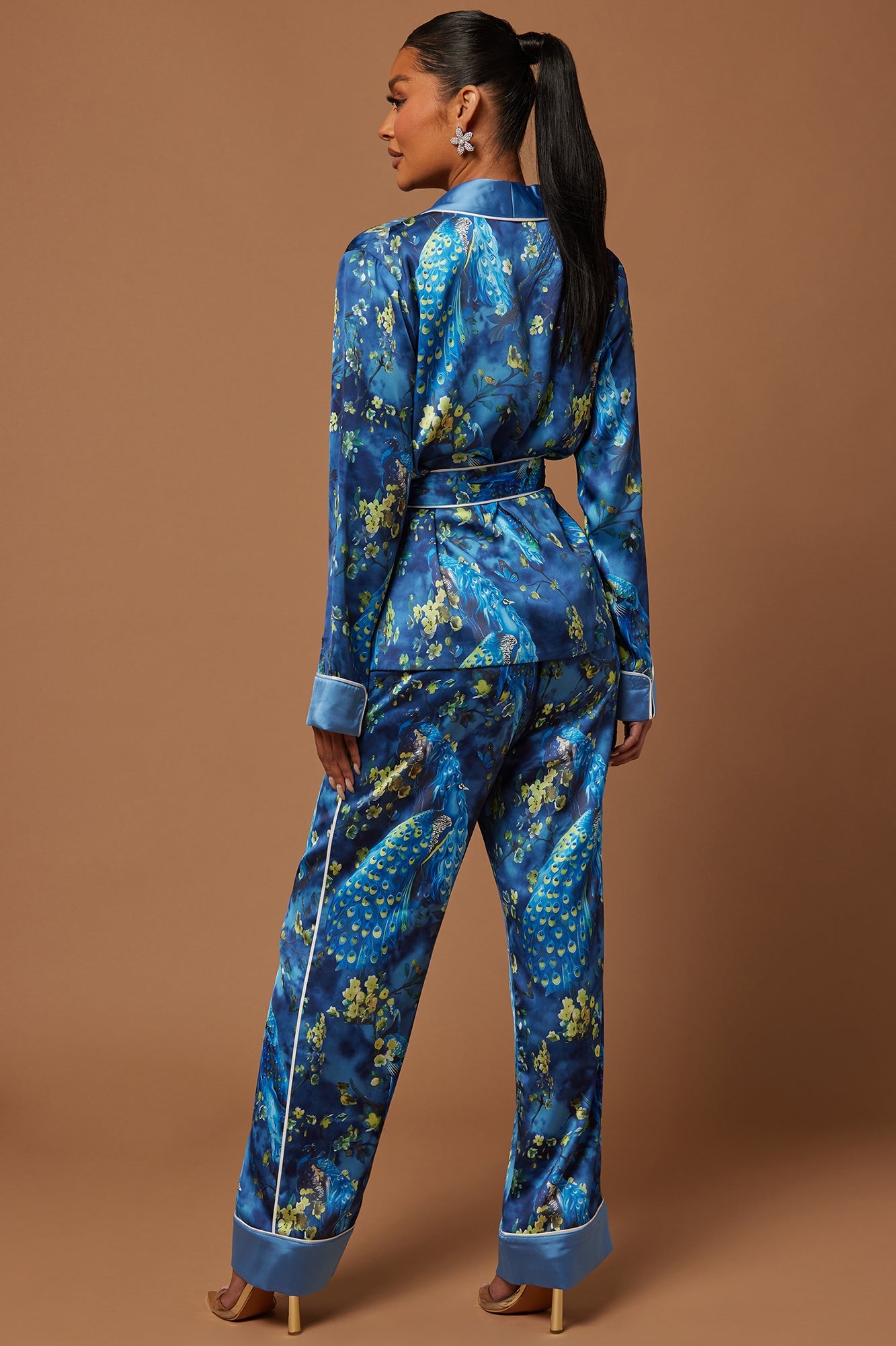 Mallory Satin Pant Set - Blue