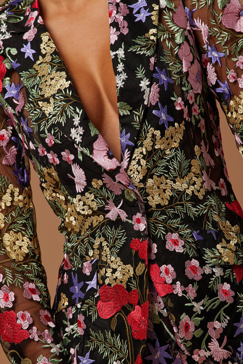 Erin Embroidered Blazer - Black/combo