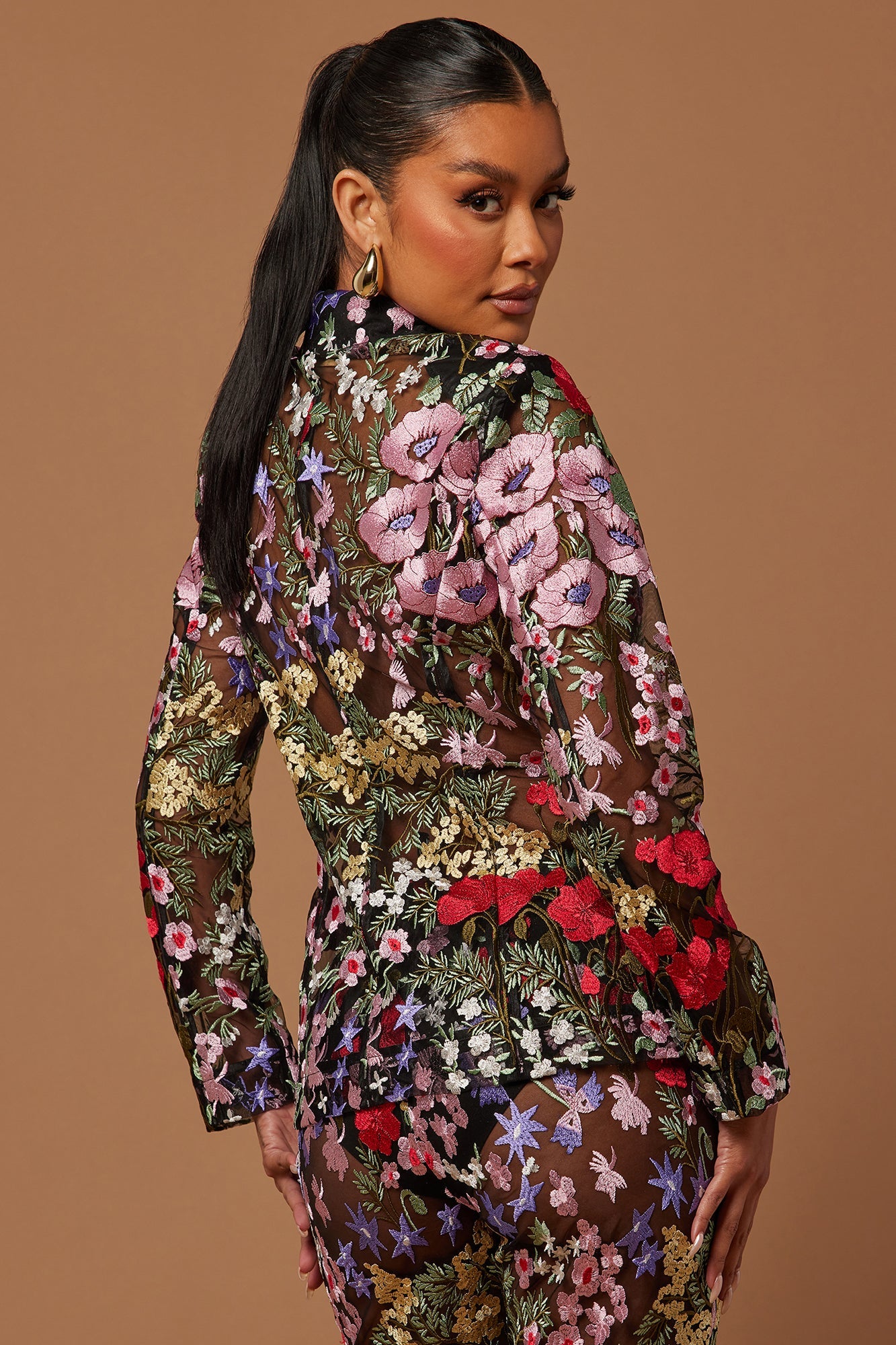 Erin Embroidered Blazer - Black/combo