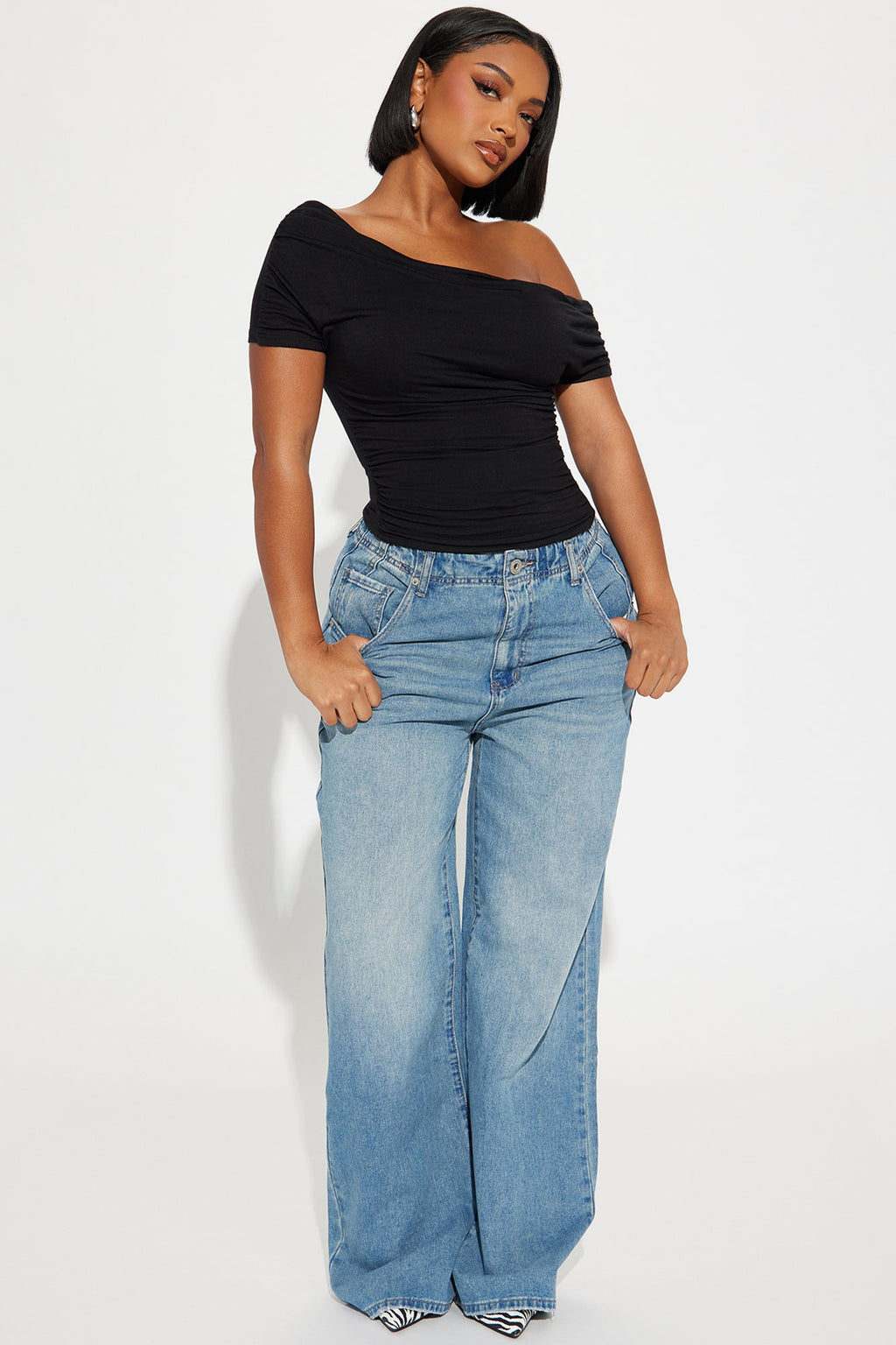 Oksana One Shoulder Top - Black