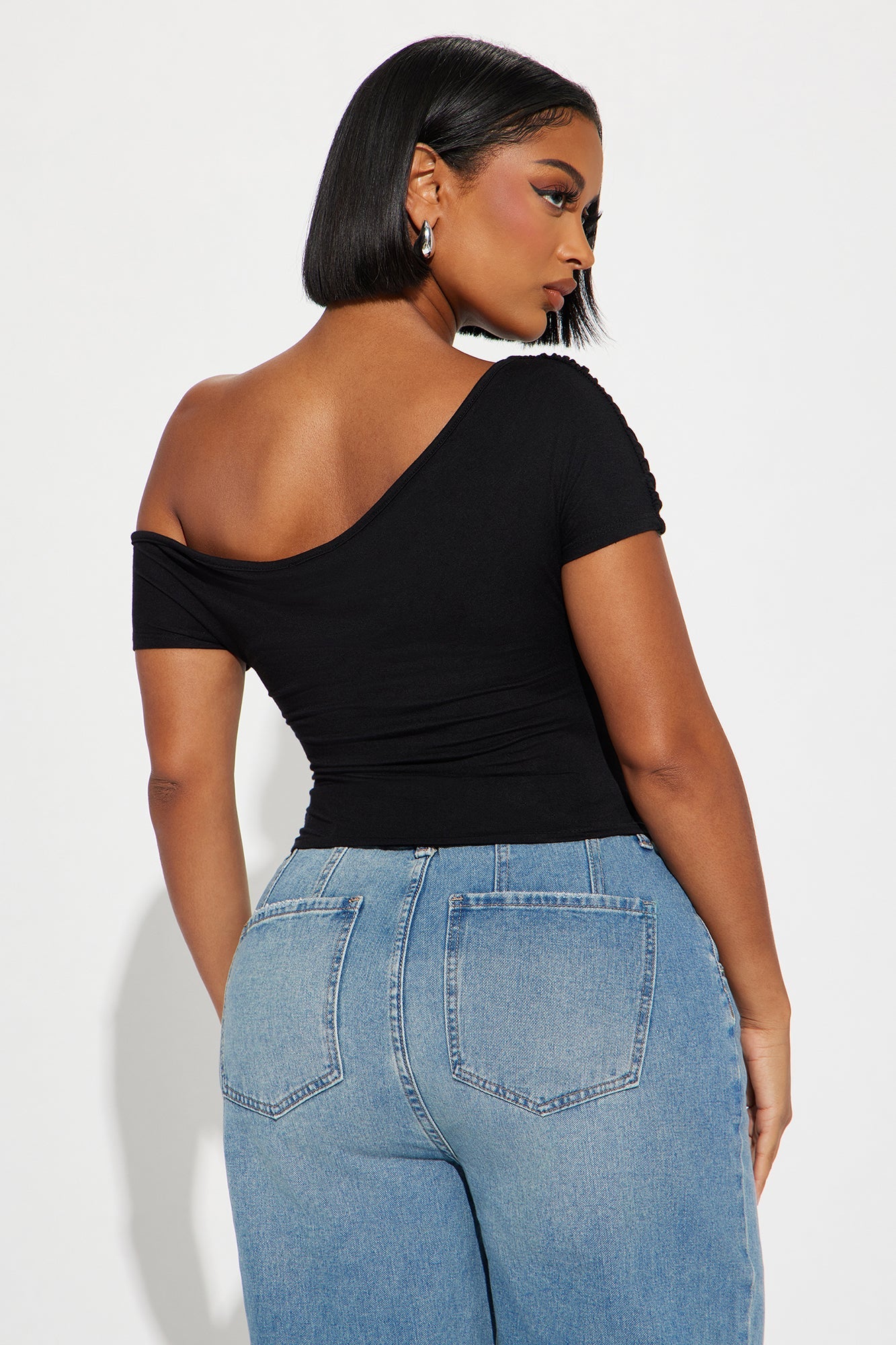 Oksana One Shoulder Top - Black