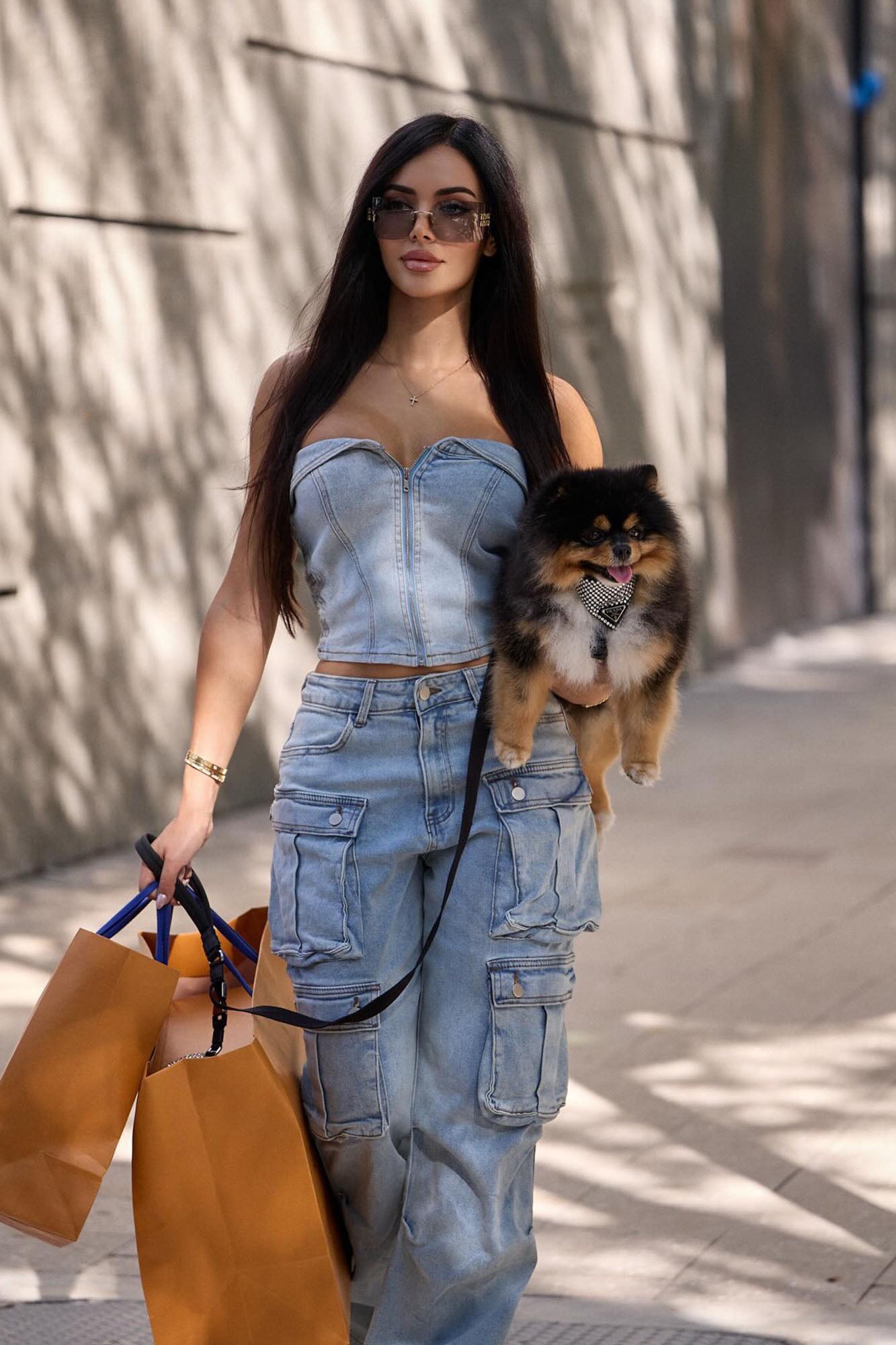 Ciara Denim Pant Set - Light Wash