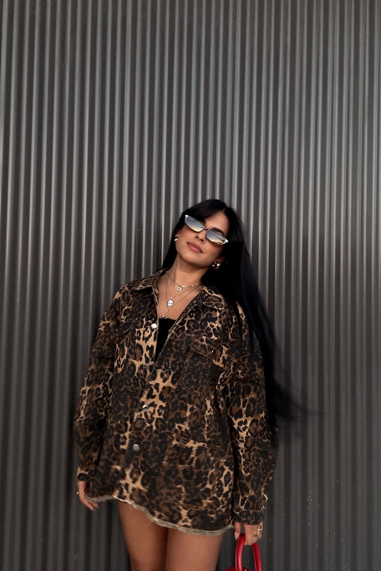 Wild For You Leopard Denim Shacket - Brown/combo