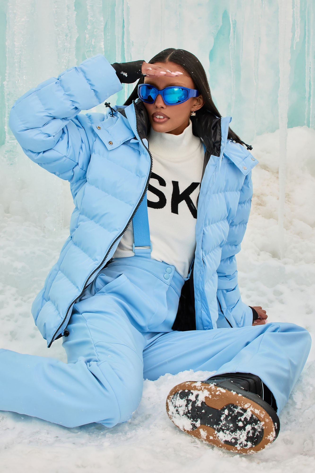 Hit The Summit Ski Overall Pants - Light Blue