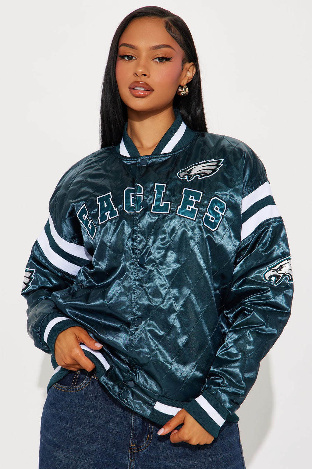 Eagles Quilted Bomber Jacket - Green