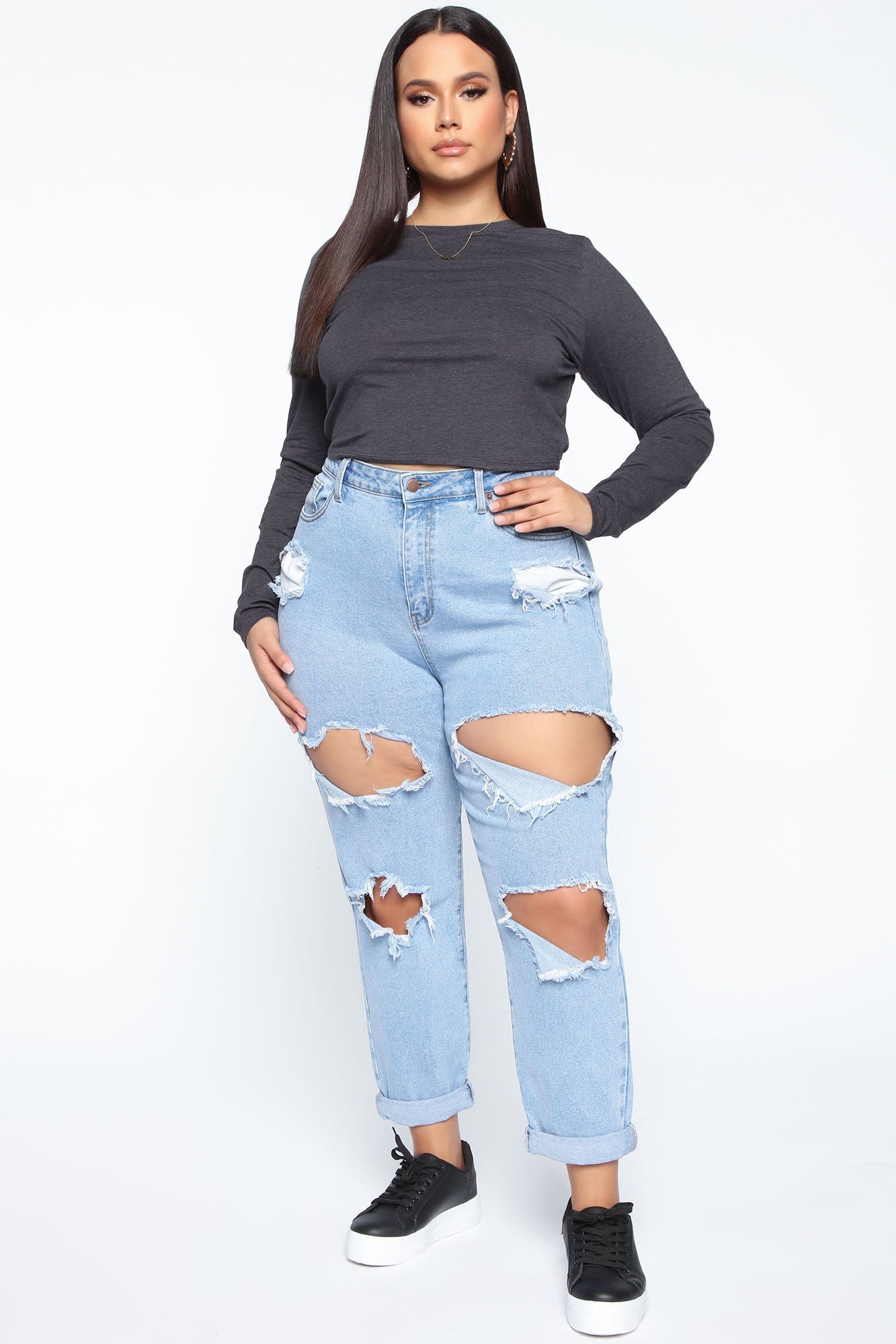 Robin Long Sleeve Top - Charcoal