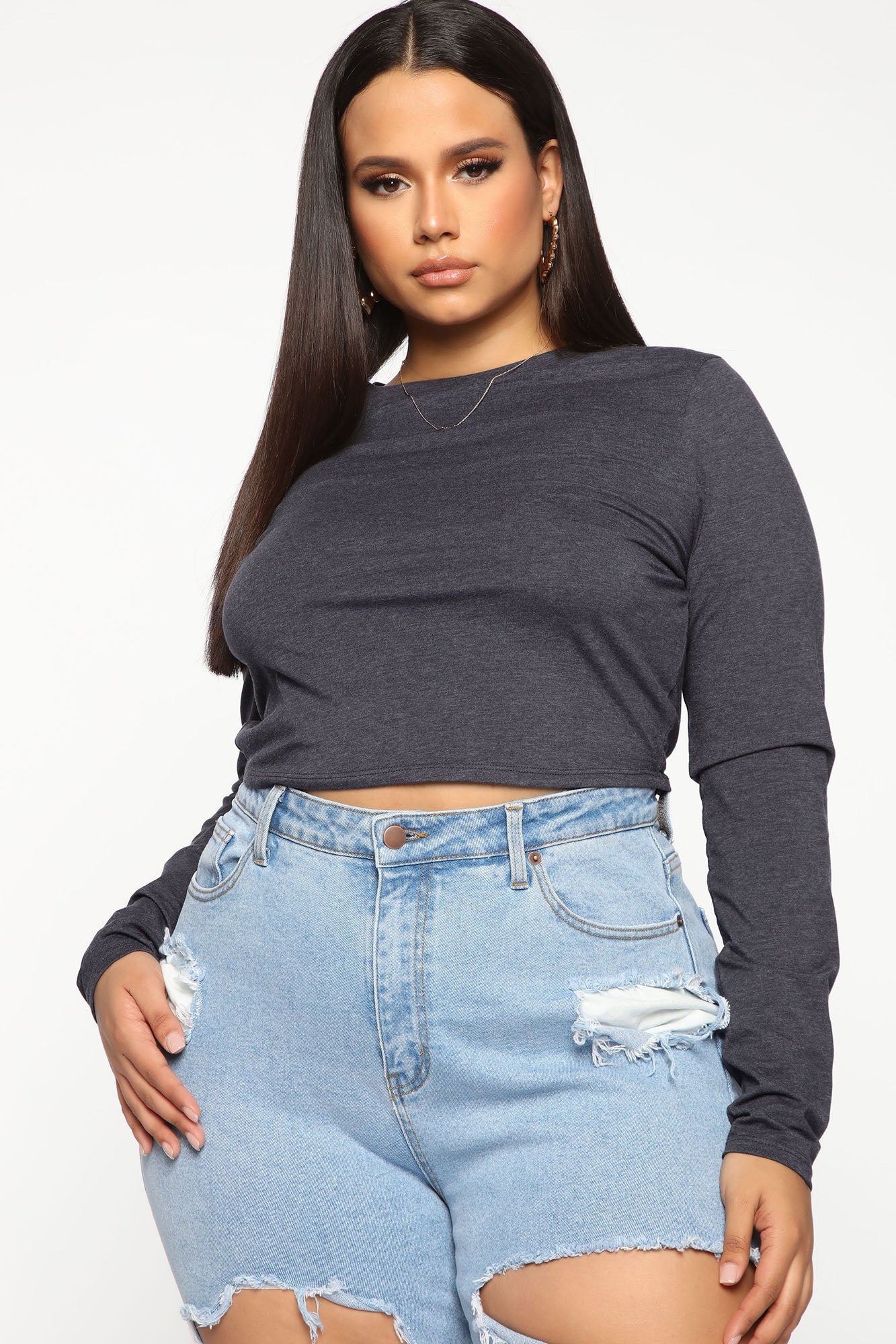 Robin Long Sleeve Top - Charcoal