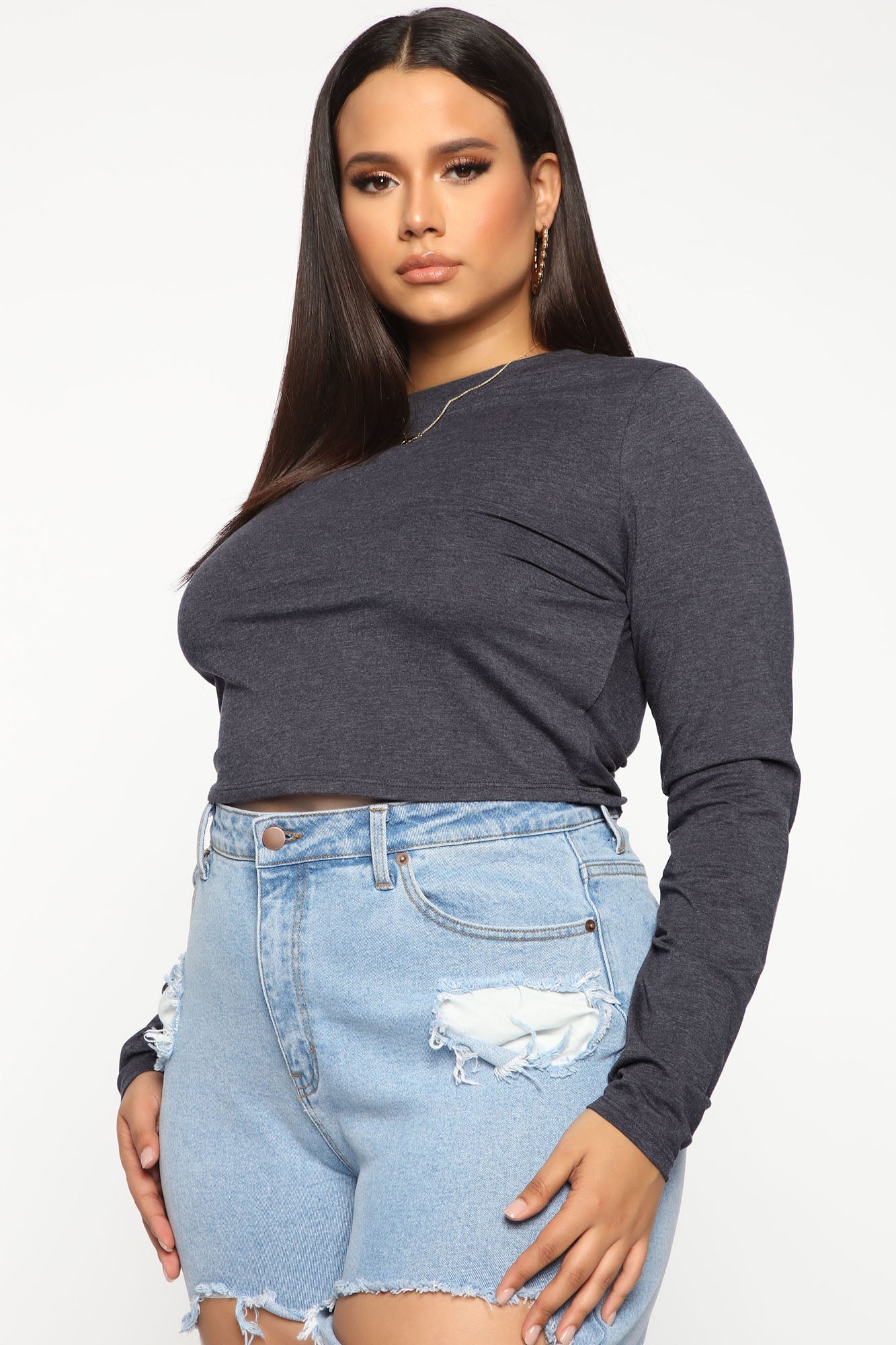 Robin Long Sleeve Top - Charcoal