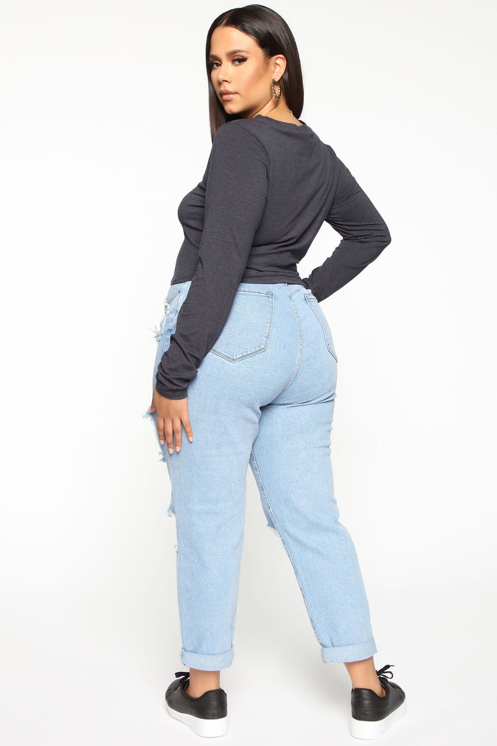 Robin Long Sleeve Top - Charcoal