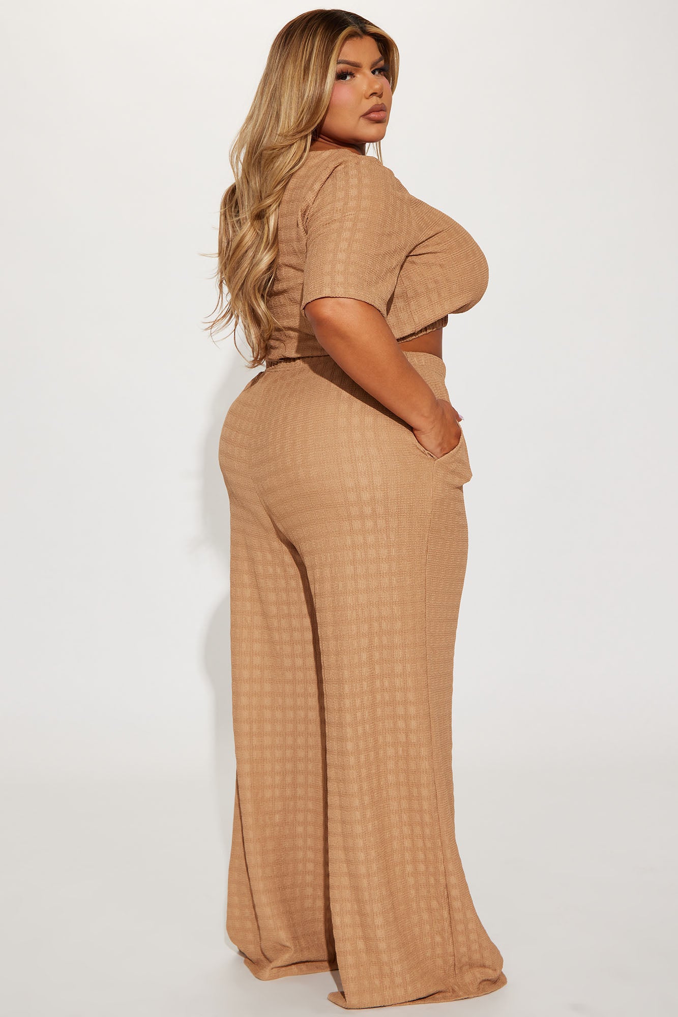 Day Plans Textured Pant Set - Taupe