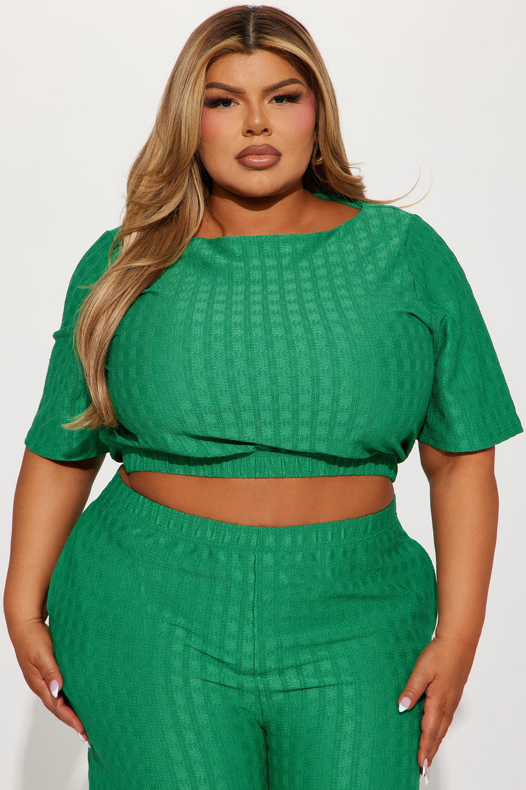 Day Plans Textured Pant Set - Kelly Green