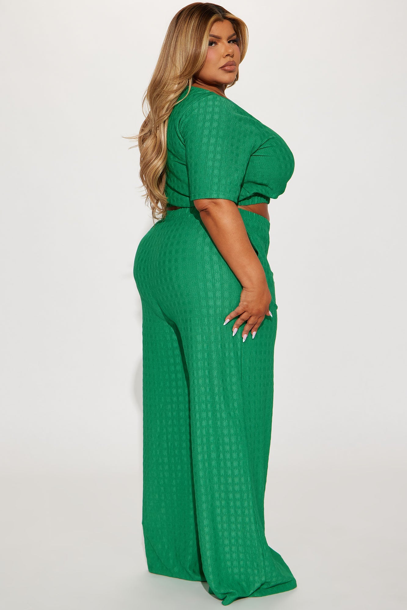 Day Plans Textured Pant Set - Kelly Green