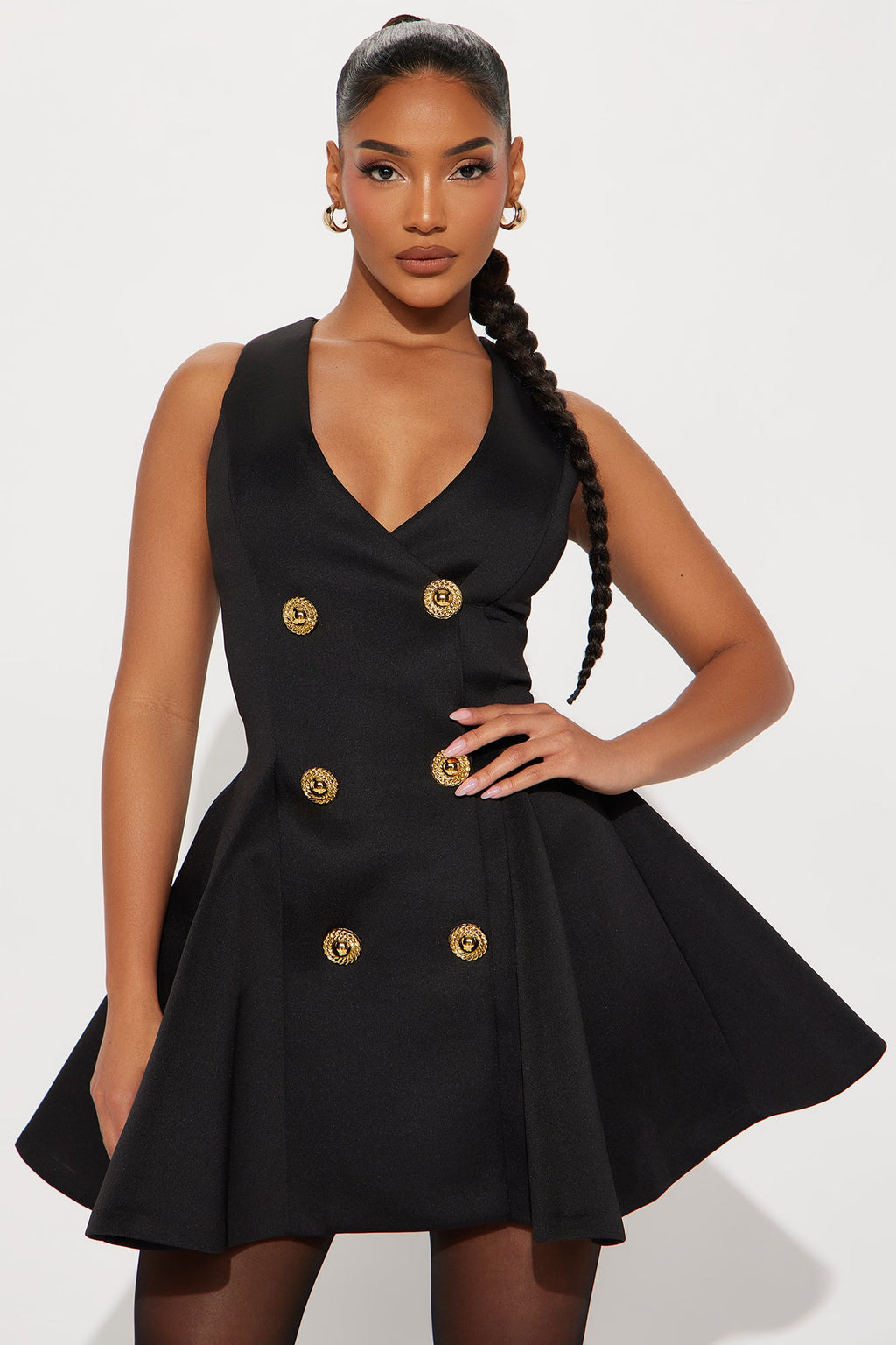 Queen Of Everything Pleated Mini Dress - Black