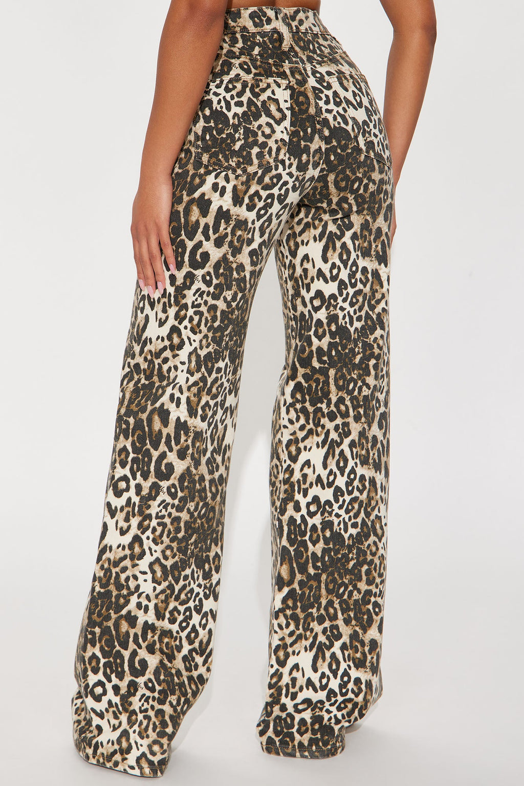 Wild Nights Stretch Animal Print Wide Leg Jeans - Taupe/combo