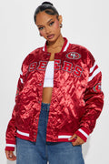 49ers Quilted Bomber Jacket - Red