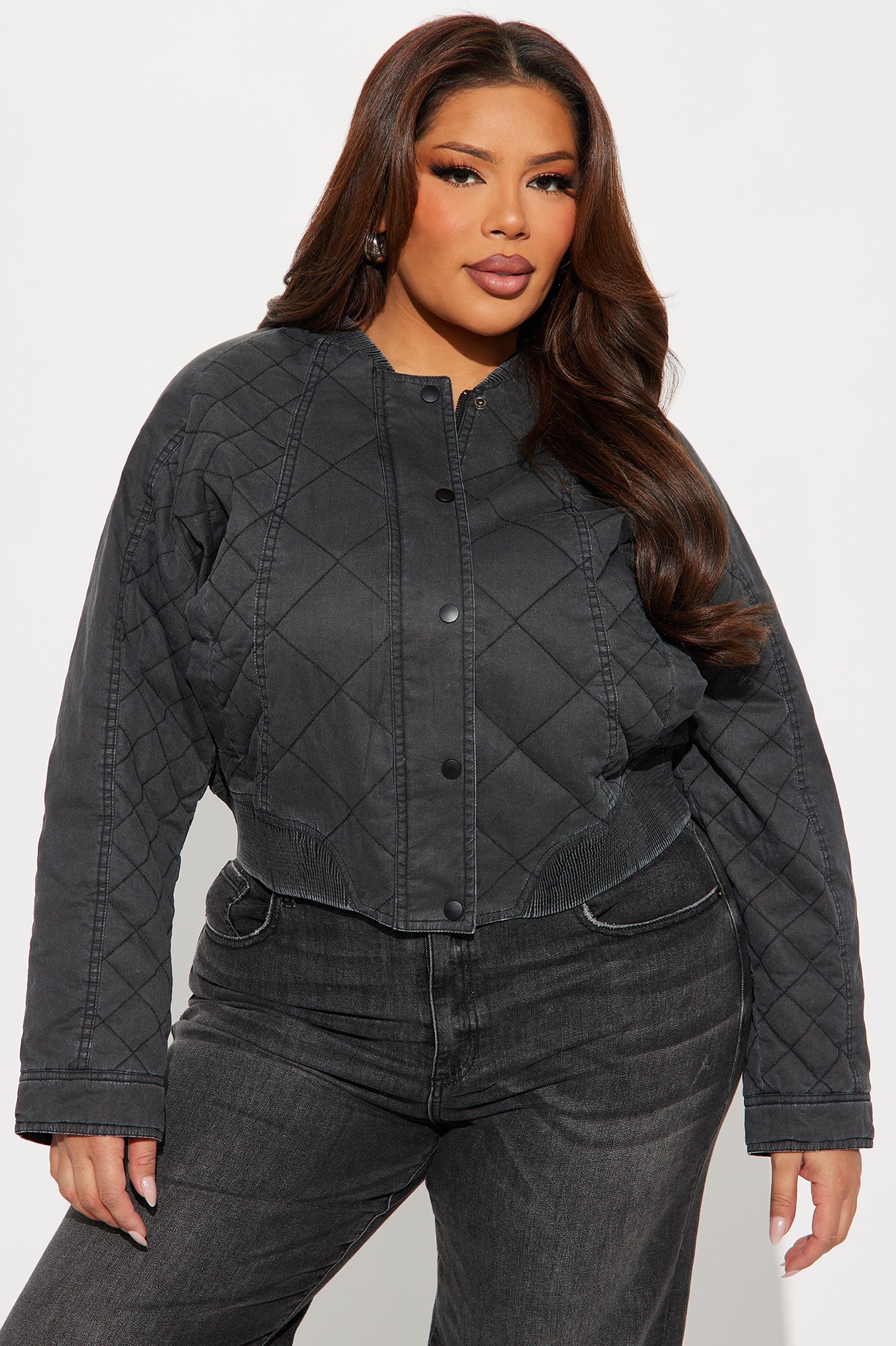Mara Quilted Washed Bomber Jacket - Black