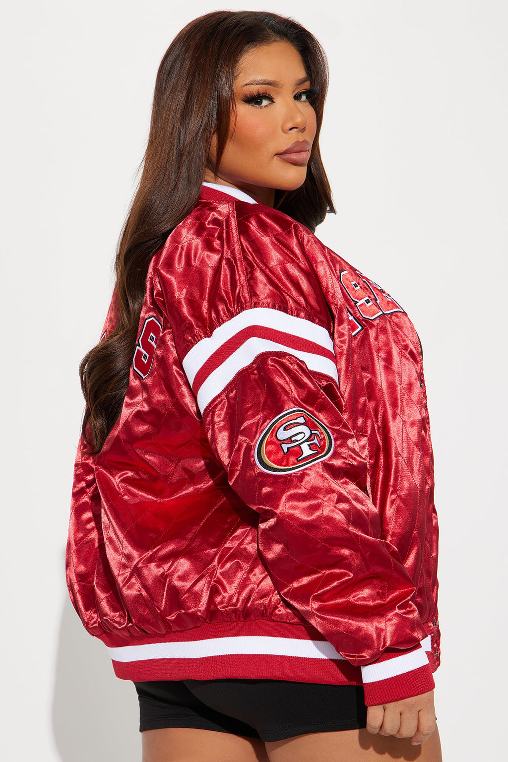 49ers Quilted Bomber Jacket - Red