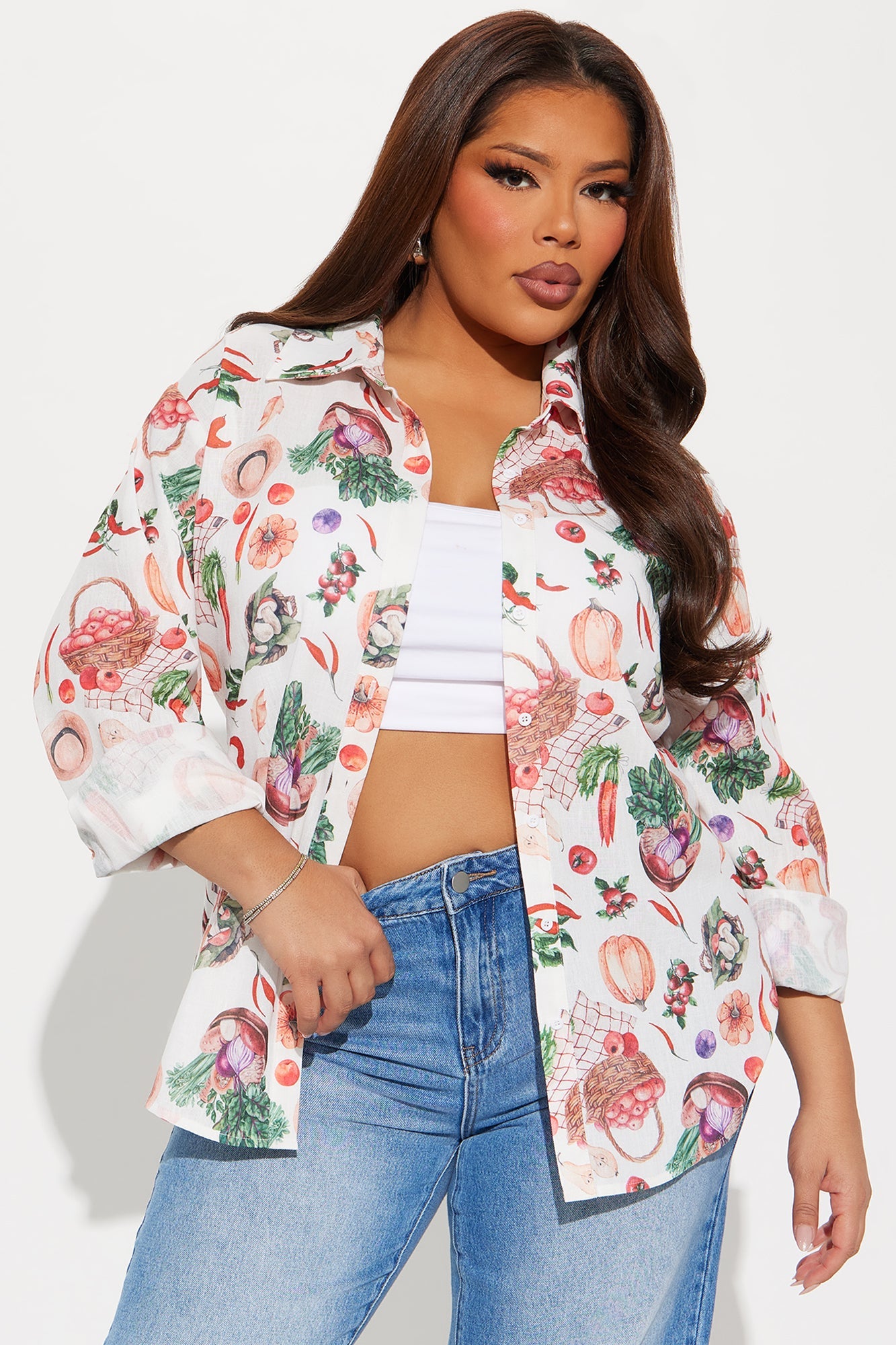 Bon Appetite Linen Shirt - White/combo