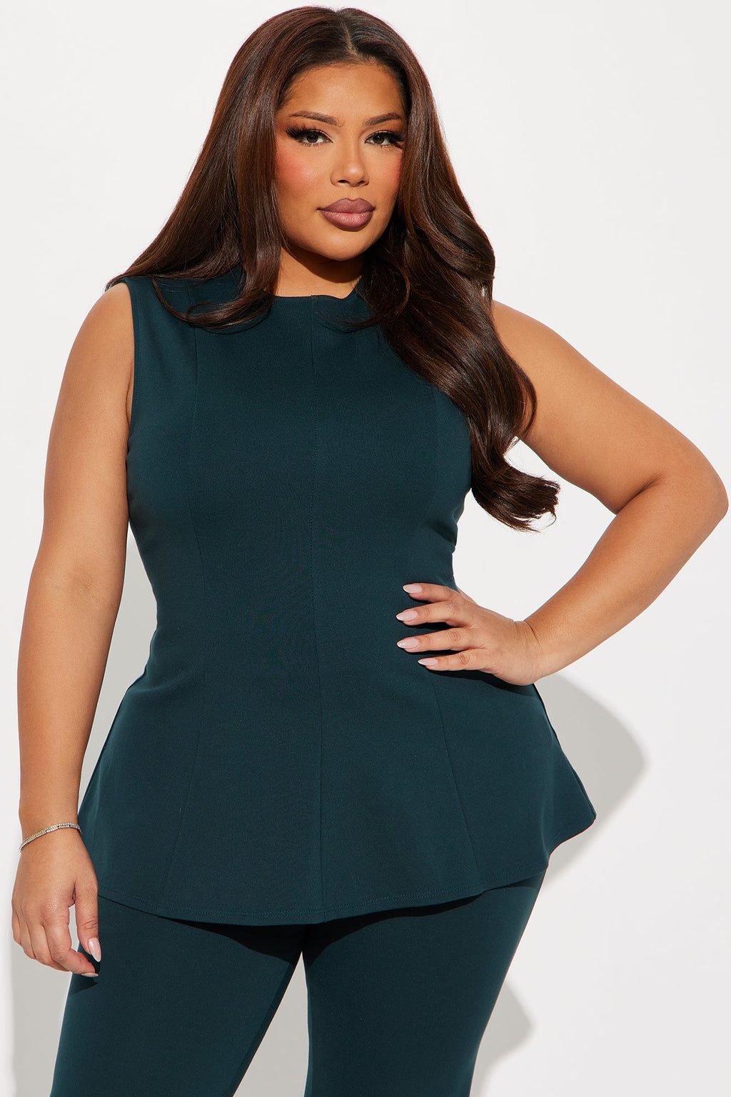 The Ava Peplum Pant Set - Hunter